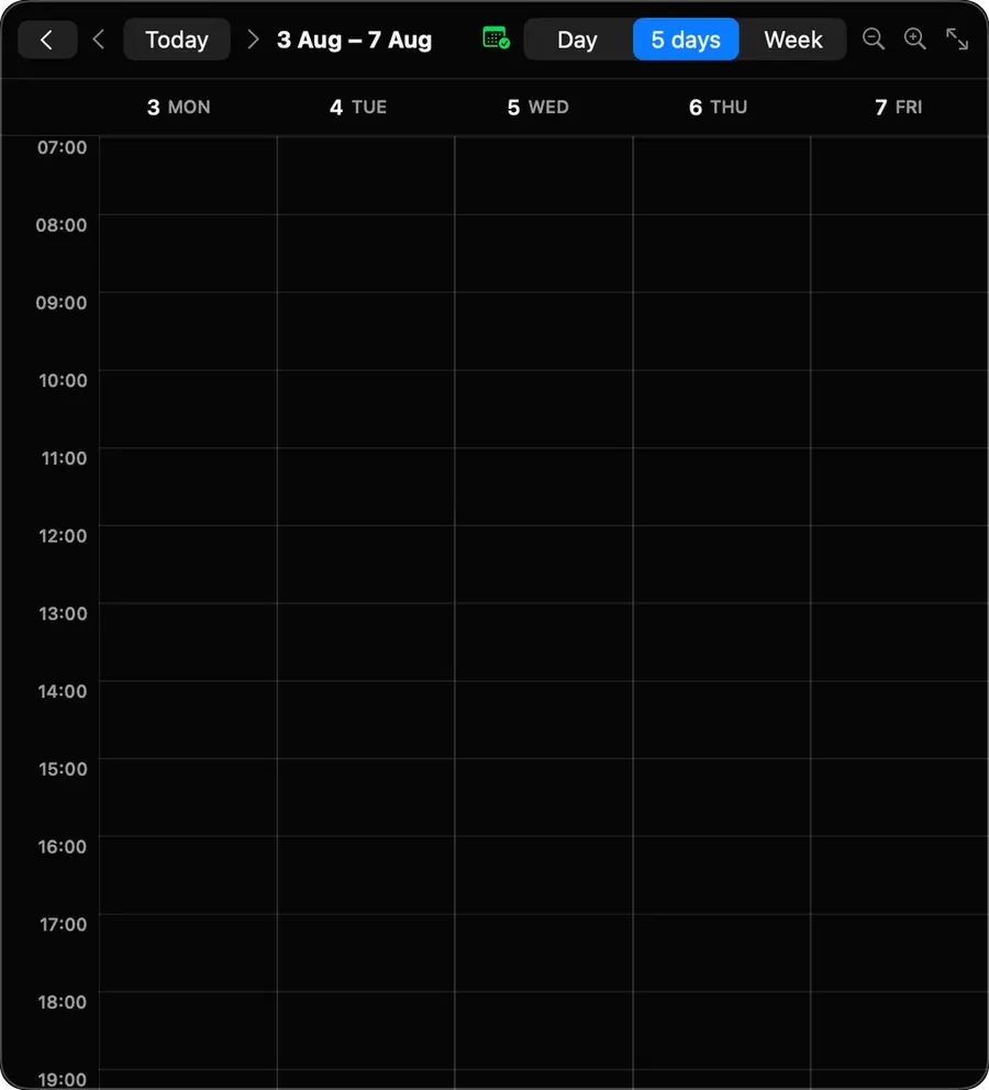 Simply Zone meeting planner showing a week grid